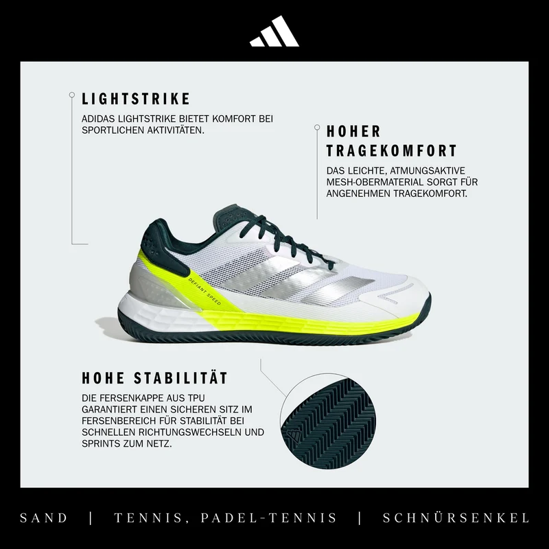 Defiant Speed 2 Sandplatzschuh Herren - weiß, neongelb
