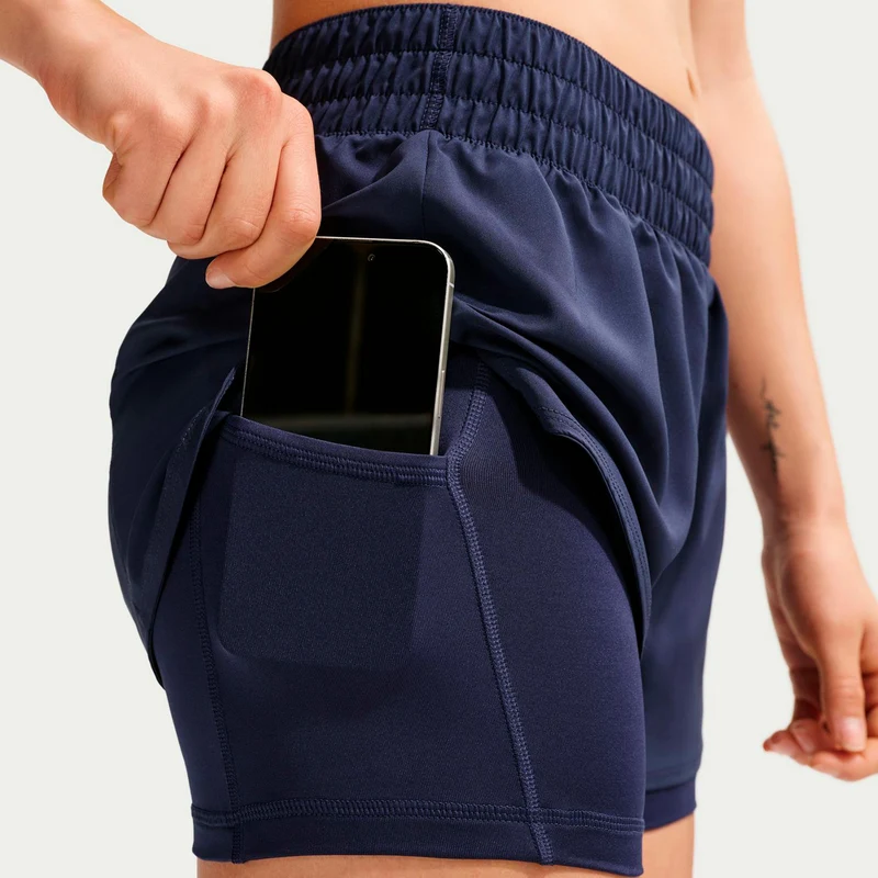 Dri-Fit One Mid Rise 2in1 3in Shorts Damen-dunkelblau, weiß