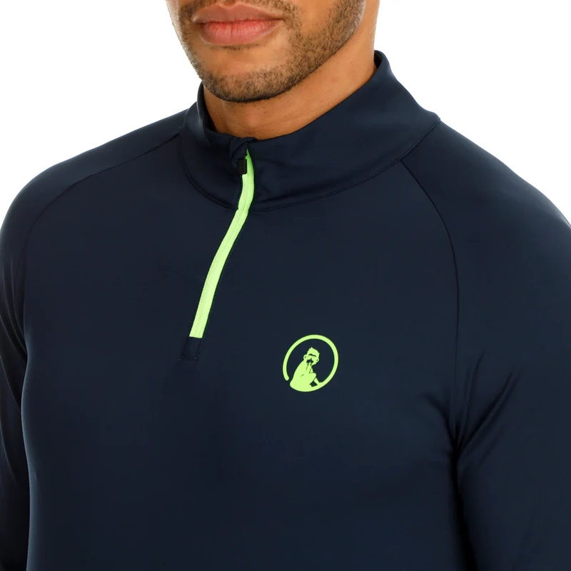 Wild Big Serve 1/4 Zip Longsleeve Herren-Dunkelblau,Neongrün