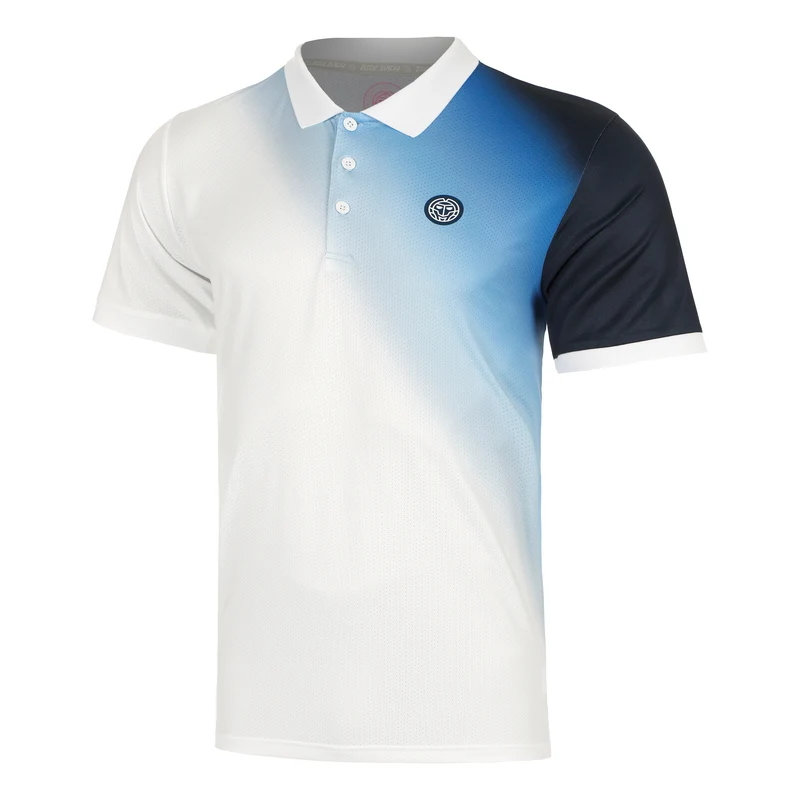 Watercolour Polo Herren-Weiß,Blau