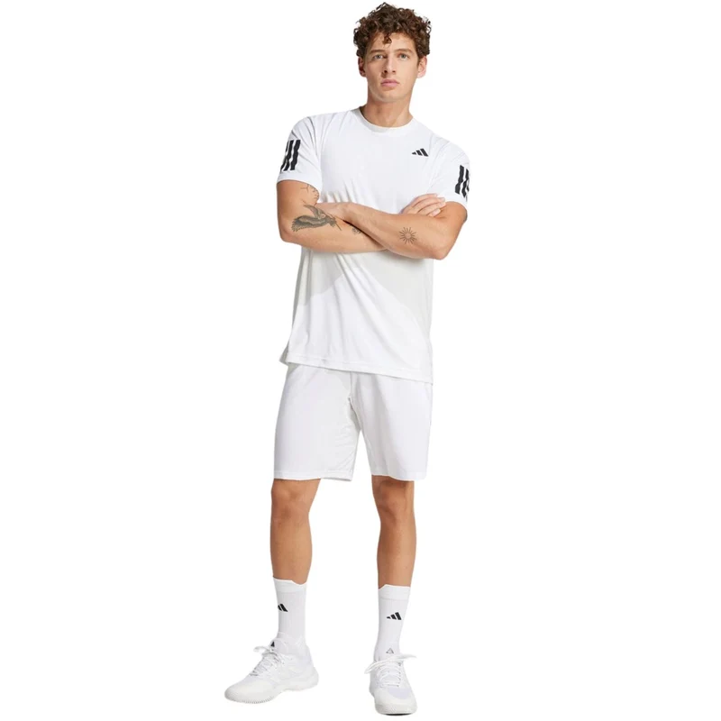 Adidas Club 3 Stripes 7 Inch Shorts White