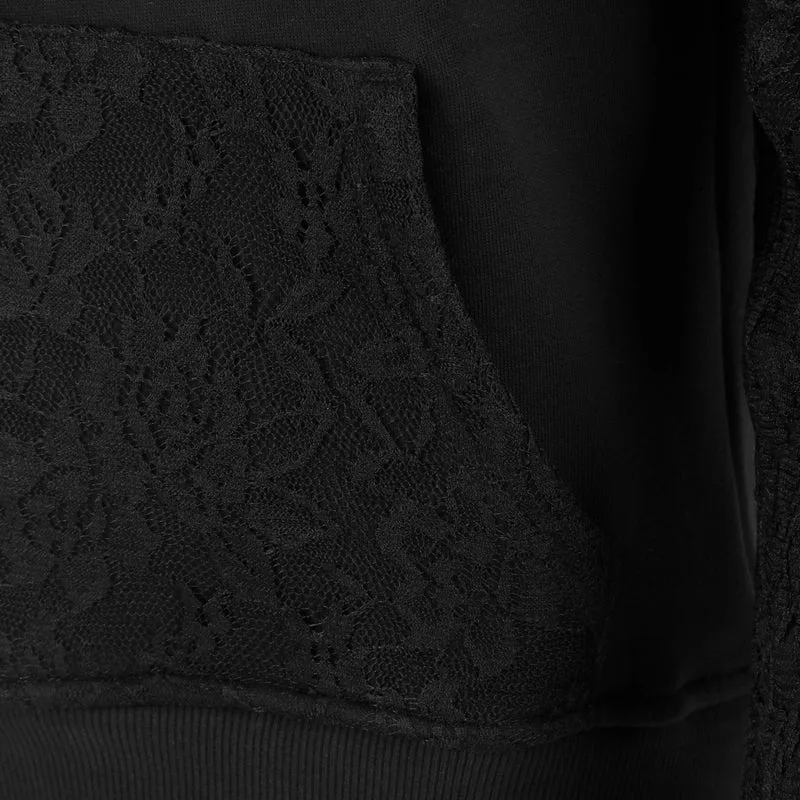Night Flash Lace Hoody Damen - schwarz