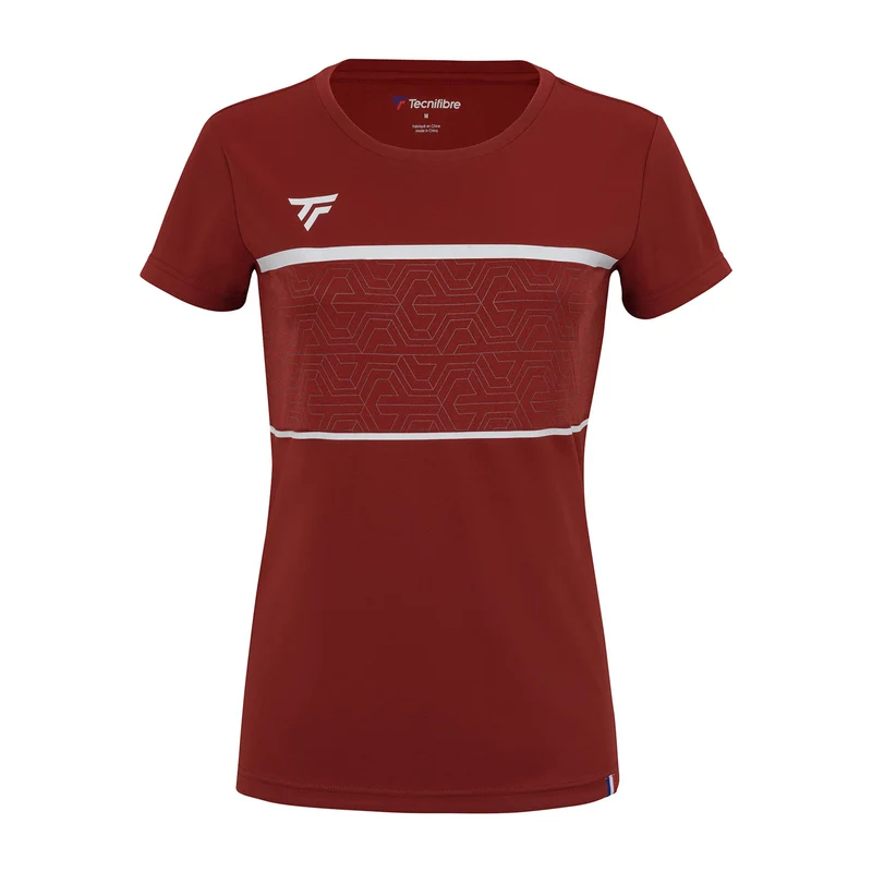 Team Tech T-Shirt Damen-Dunkelrot