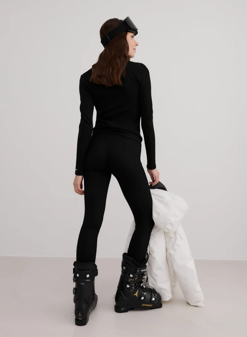 Black Ribbed Wool Leggings
