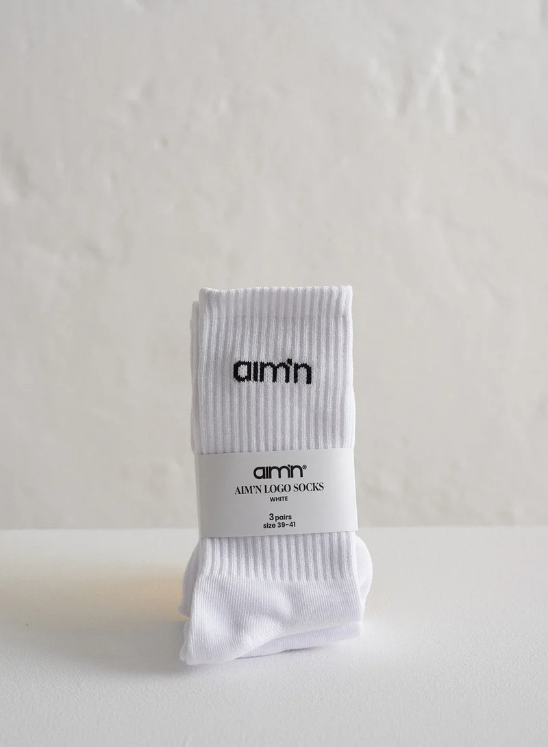 White Aim'n Logo Socks 3-pack