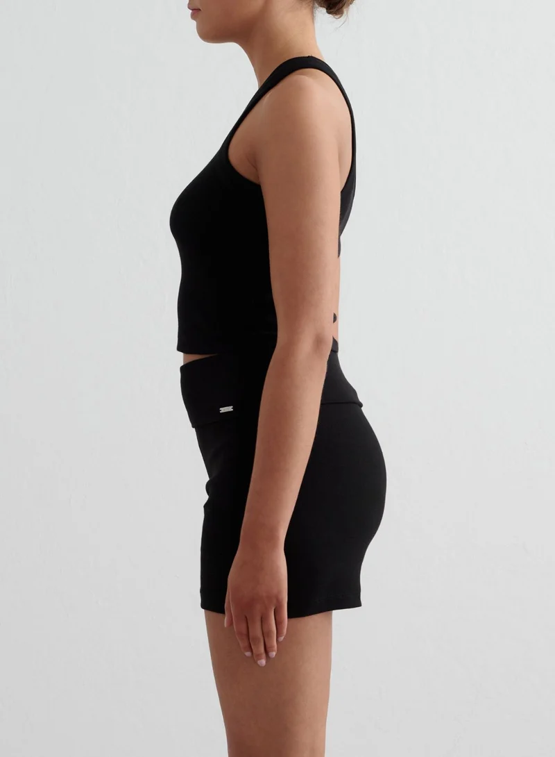 Black Ease Ribbed Tank Top