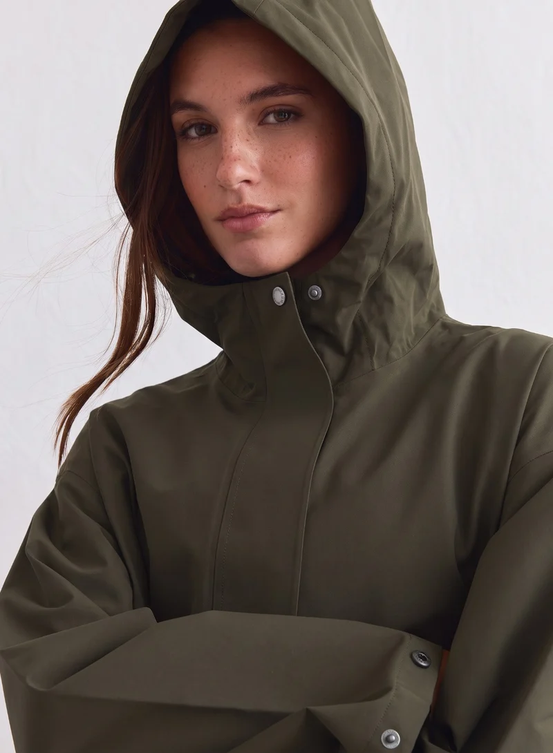 Khaki Waterproof Oversized Anorak