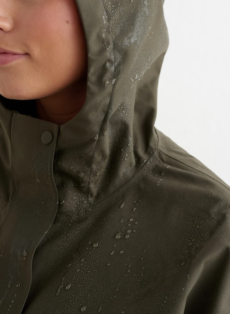 Khaki Waterproof Oversized Anorak