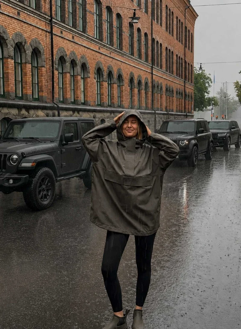Khaki Waterproof Oversized Anorak