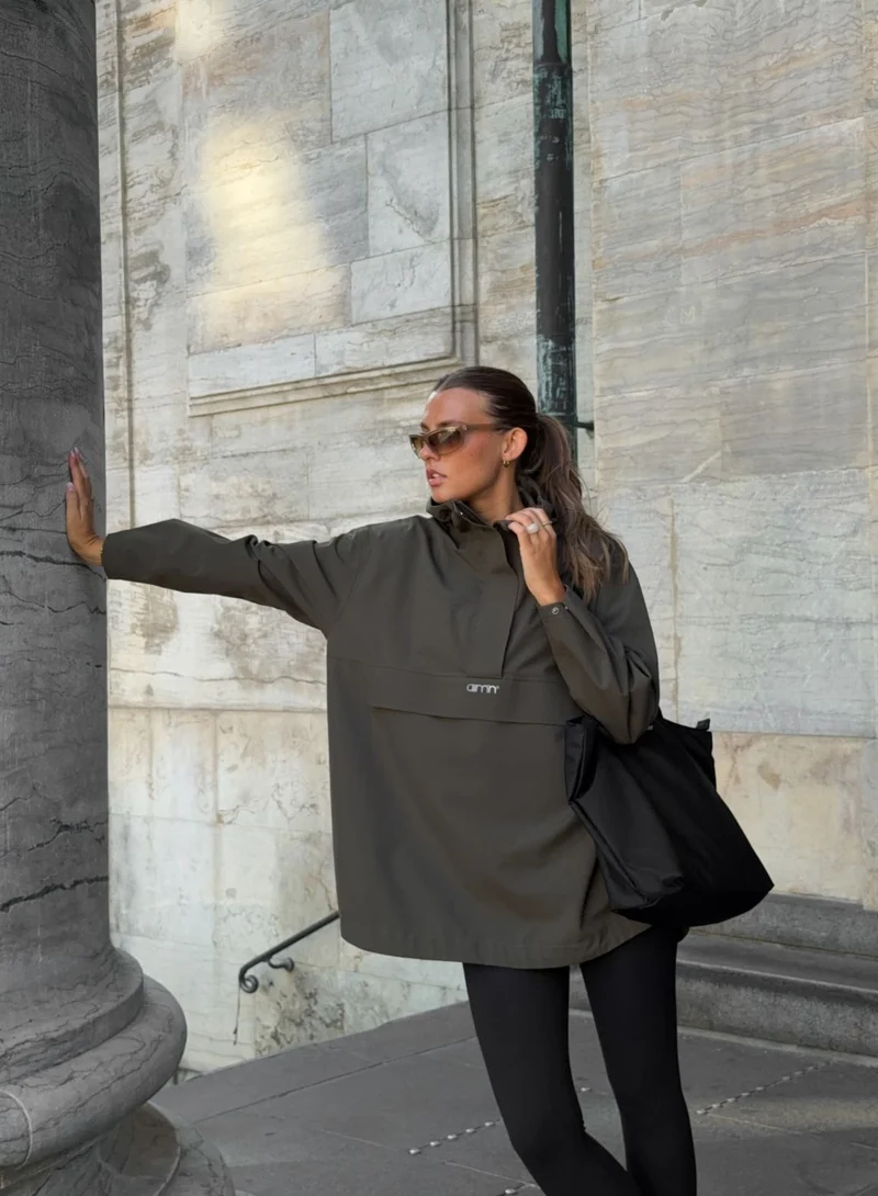 Khaki Waterproof Oversized Anorak