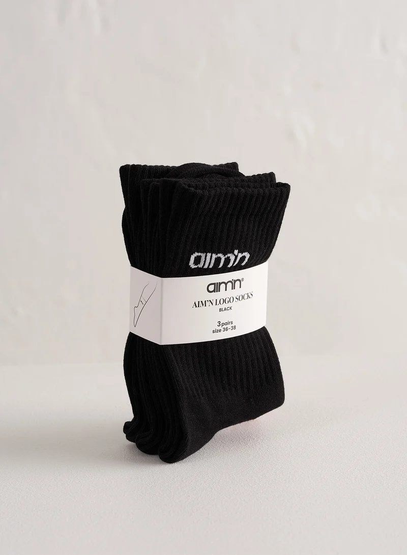 Black Aim'n Logo Socks 3-Pack
