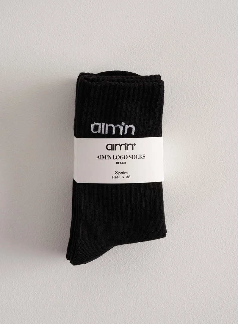 Black Aim'n Logo Socks 3-Pack