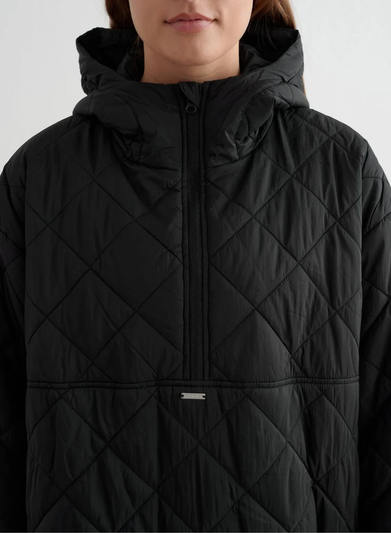 Black Oversized Quilted Anorak