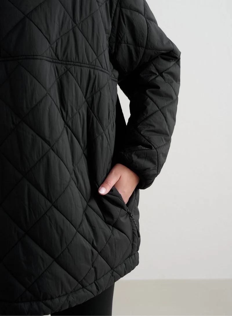 Black Oversized Quilted Anorak