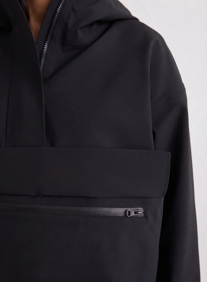 Black Waterproof Oversized Anorak