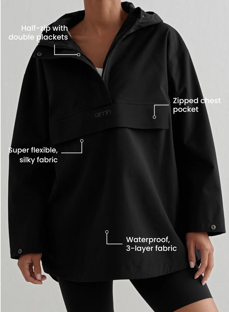Black Waterproof Oversized Anorak