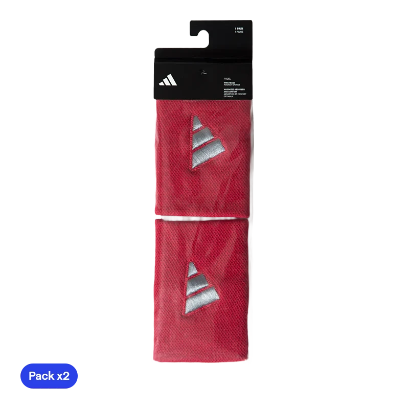 Muñequeras Adidas Largas Rojas Logo Grande
