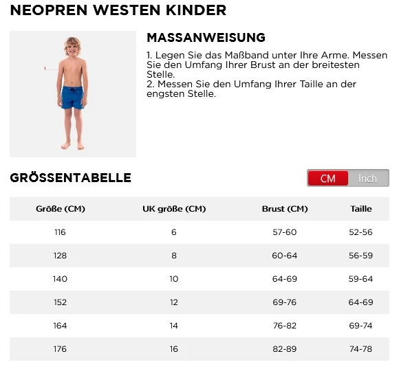 Jobe NEOPRENE Schwimmweste black Kinder Weste Vest