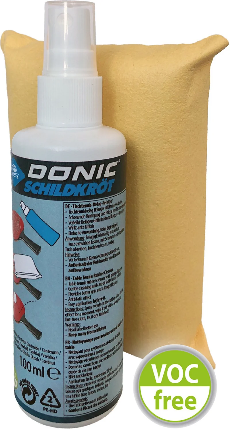 DONIC Belagreiniger Set mit Schwamm 100ml VOC-frei
