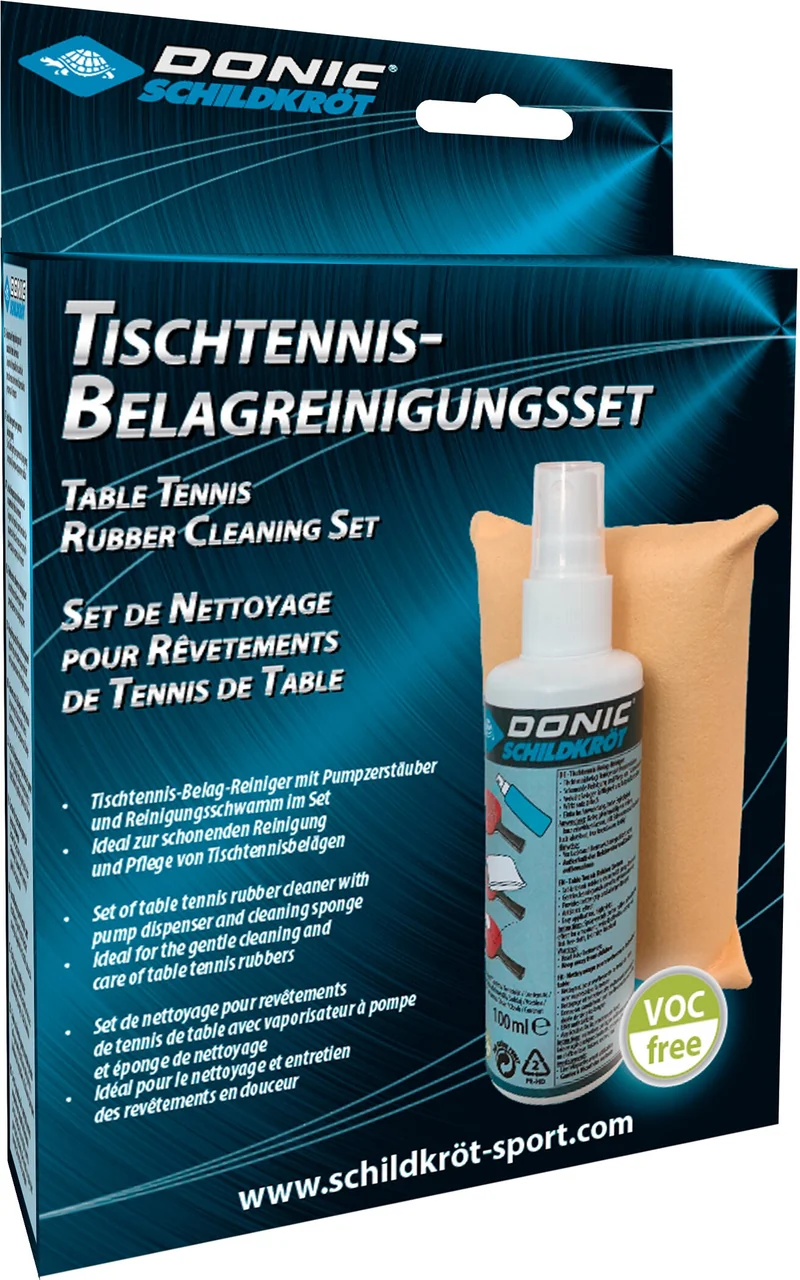 DONIC Belagreiniger Set mit Schwamm 100ml VOC-frei