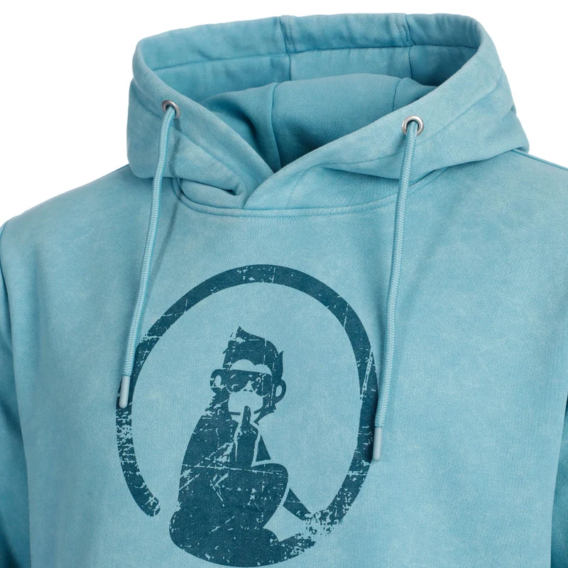 Create Washed Out Loose Fit Hoody Herren-Hellblau,Petrol