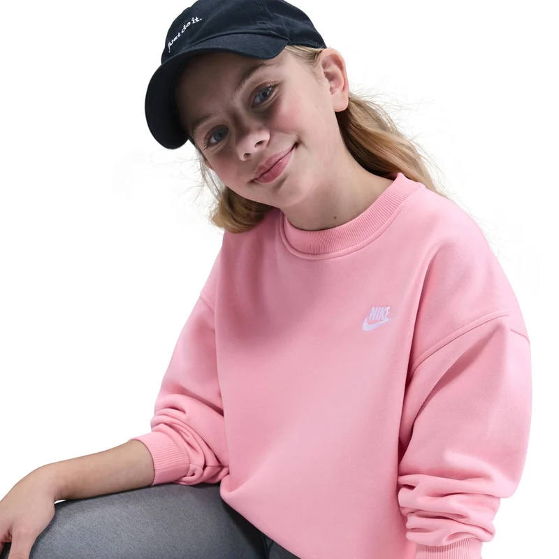 Club Fleece Oversized Crew Sweatshirt Mädchen-Rosa