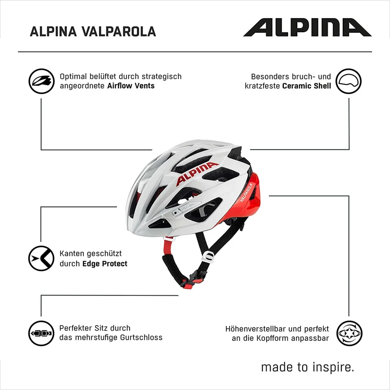 Alpina Valparola Fahrradhelm white red Unisex