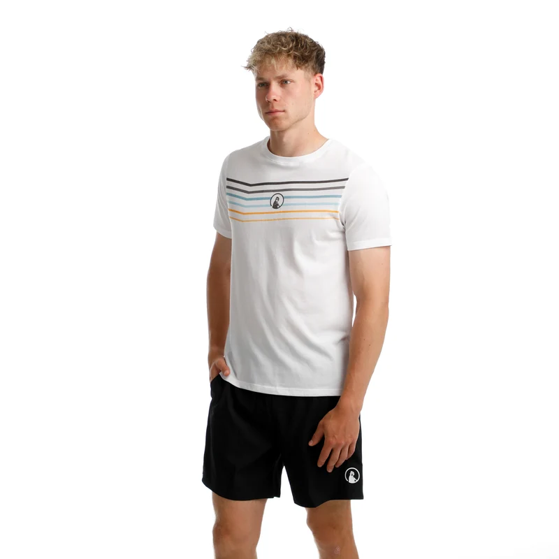 Endlessly Trainings Stripe T-Shirt Herren-Weiß,Mehrfarbig