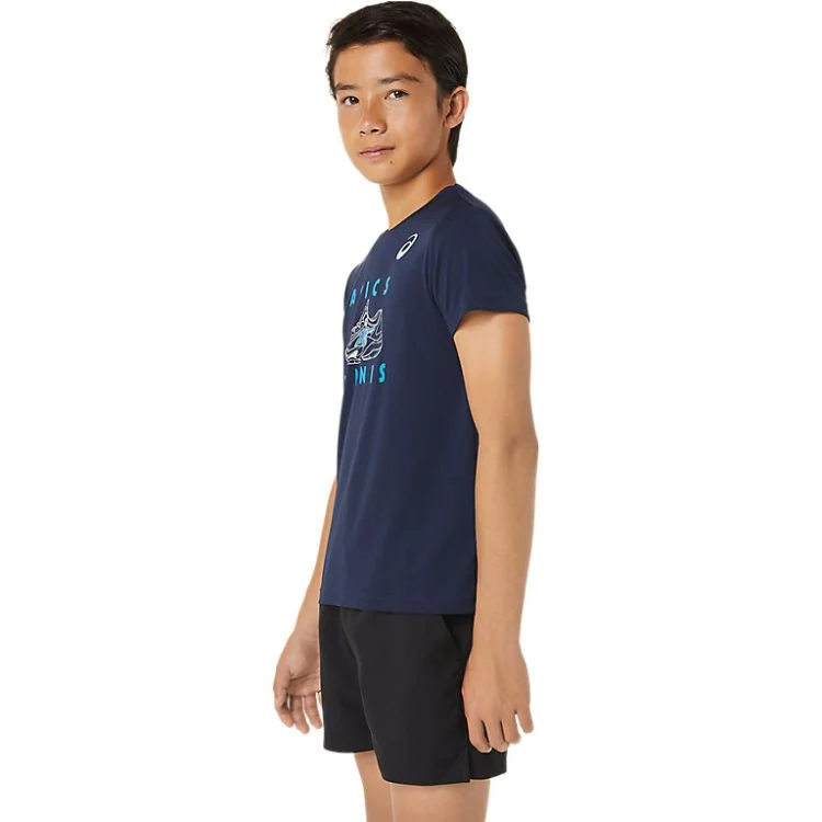 Asics Boys T-Shirt Graphic SS Top Jongens Blauw