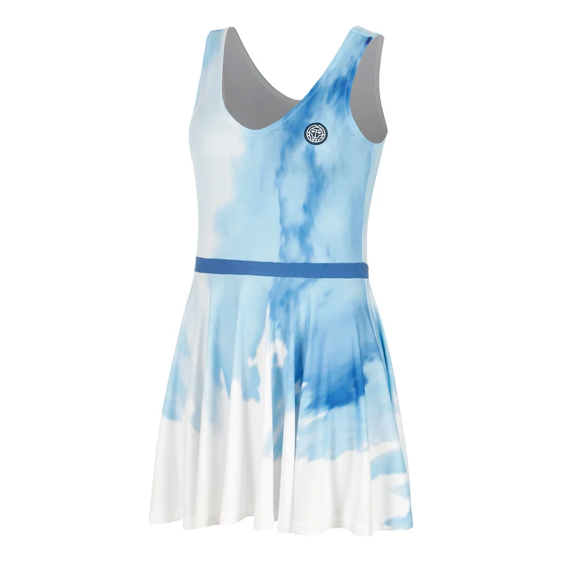 Watercolour Kleid Damen-Weiß,Blau