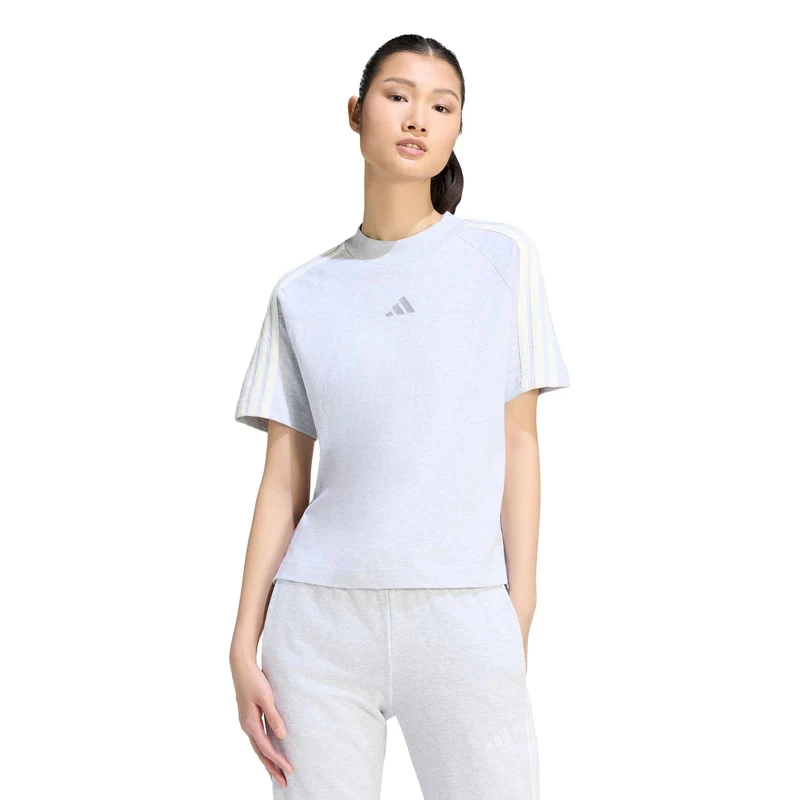 3Stripes T-Shirt Damen - hellgrau, offwhite
