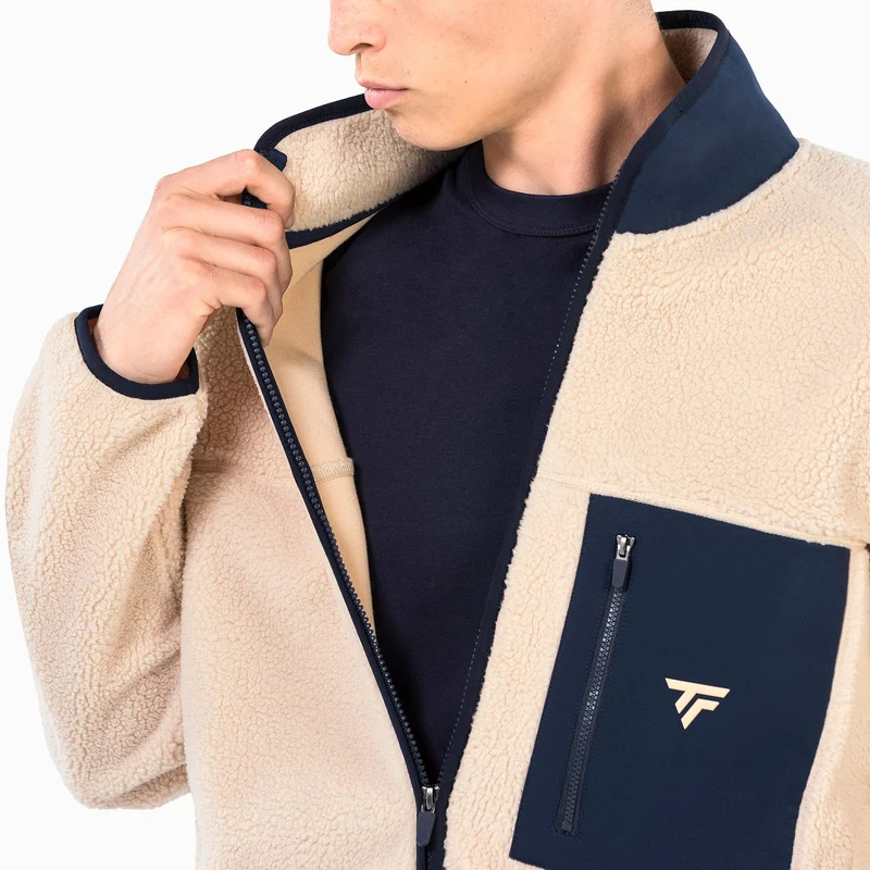 Sherpa Trainingsjacke Unisex - beige, dunkelblau