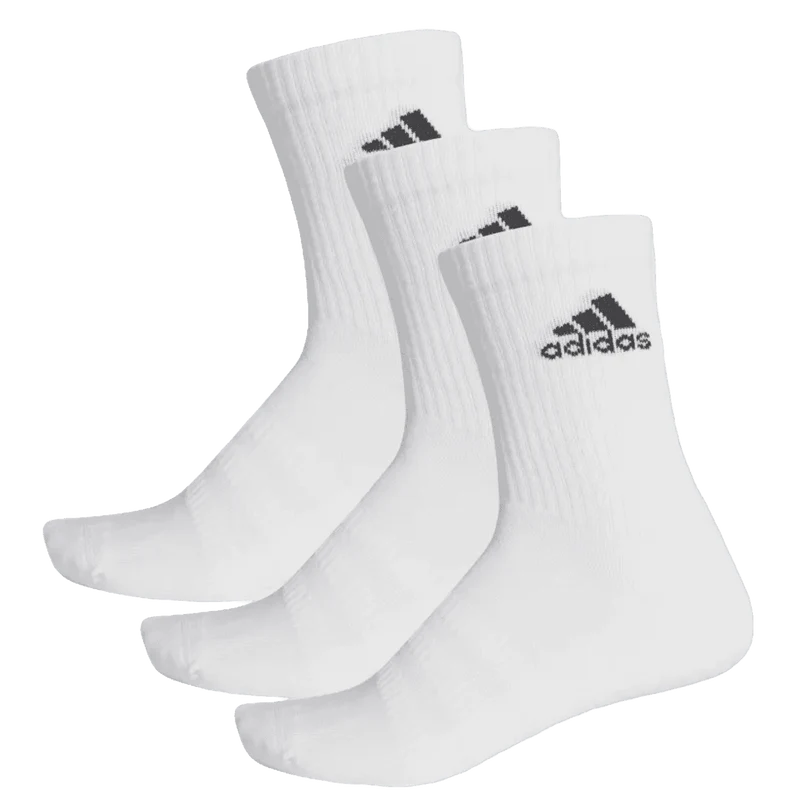 Adidas Cushioned Crew Socks (3-Pack, White)