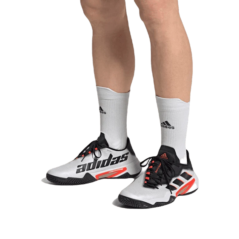 Adidas Barricade AC Padel Shoes (Men's, White/Black/Orange)