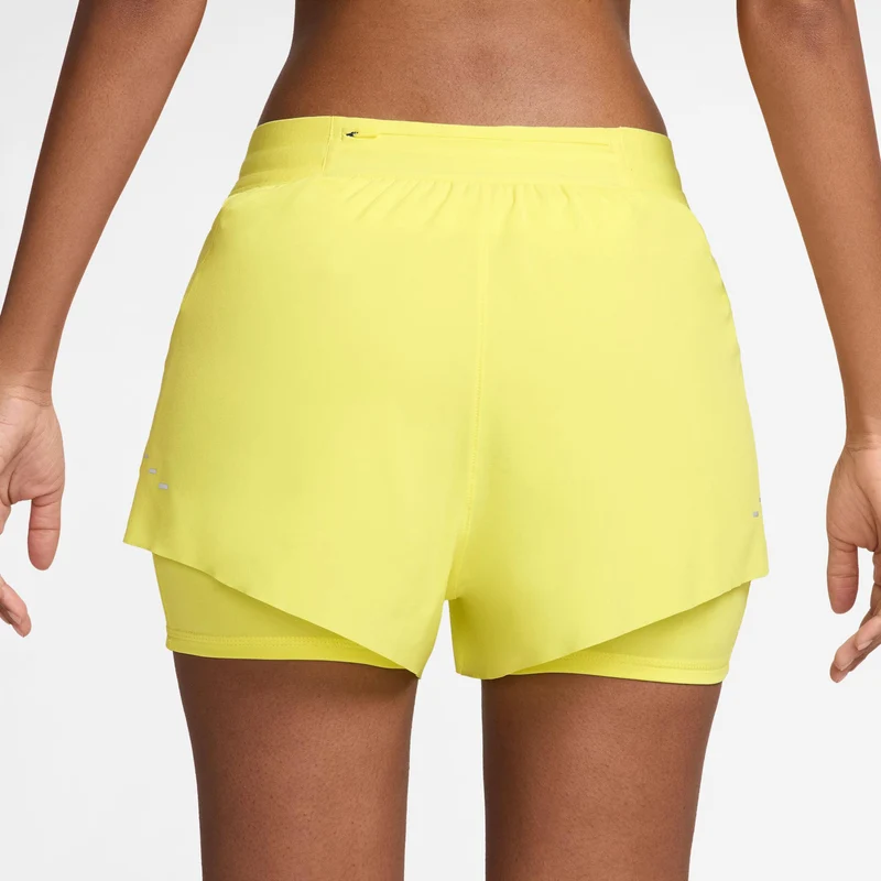 Swift 2in1 Laufshorts Damen - zitronengelb, silber