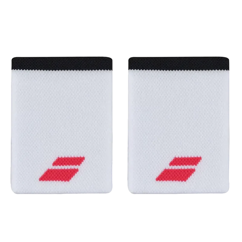 Muñequeras Babolat Jumbo Blancas Logo Rojo (Pack x2)