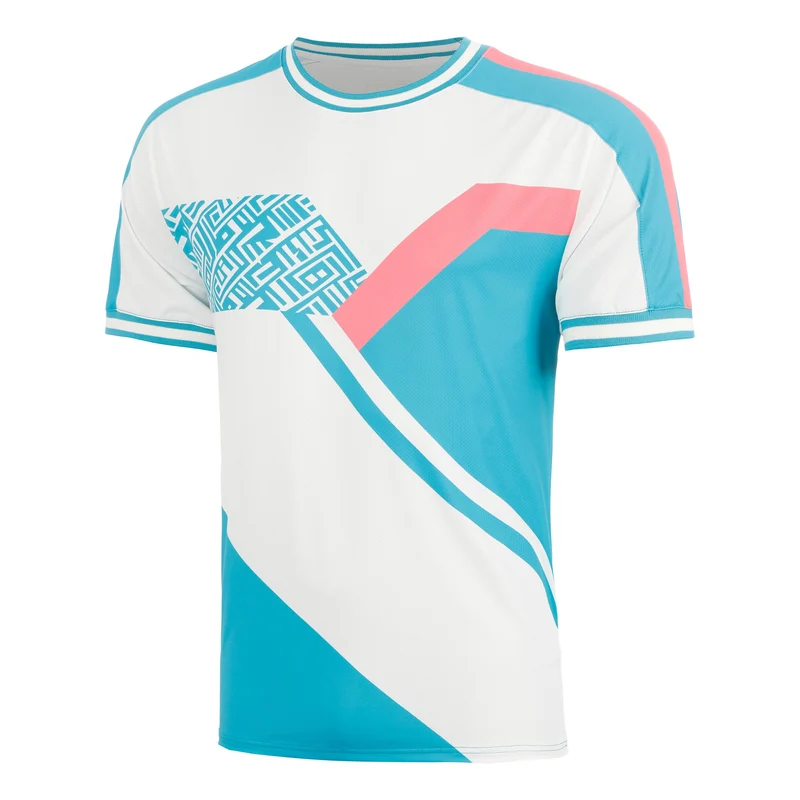 Performance T-Shirt Herren - weiß, türkis