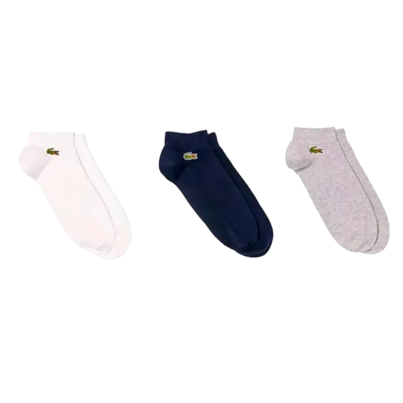 Calcetines Lacoste Cortos Azul/Gris/Blanco (Pack x3)