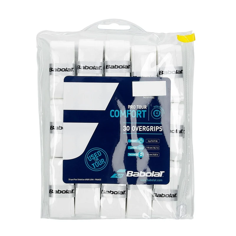 Babolat Pro Tour Overgrip (White, 30 pack)