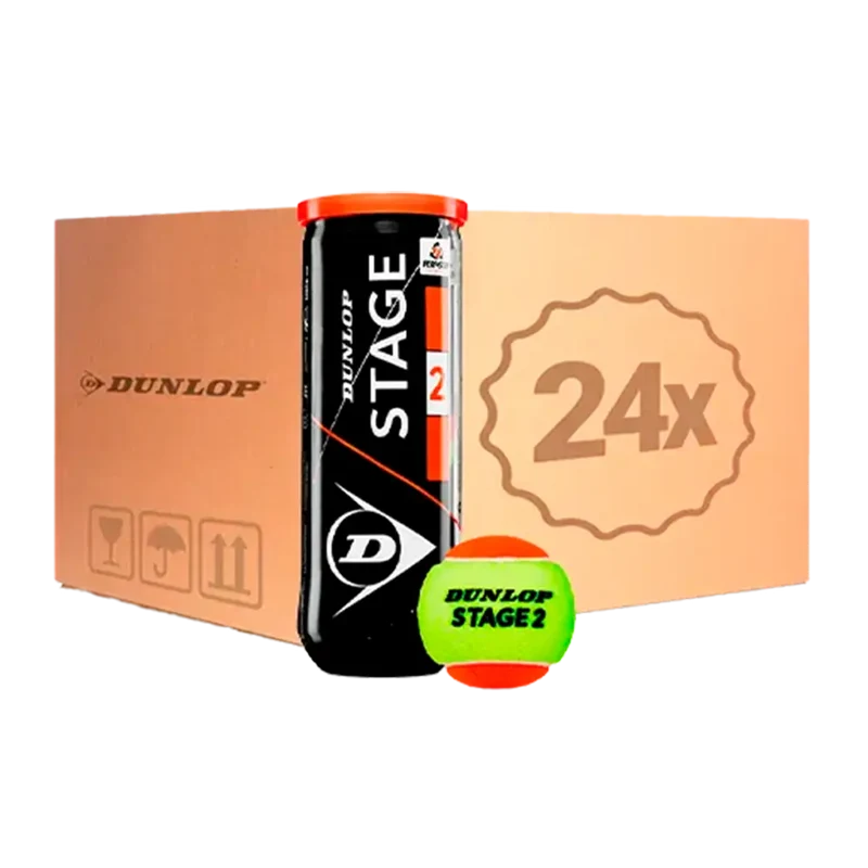 Cajón Pelotas Dunlop Stage 2 Amarillo/Naranja Tenis (Pack x24)