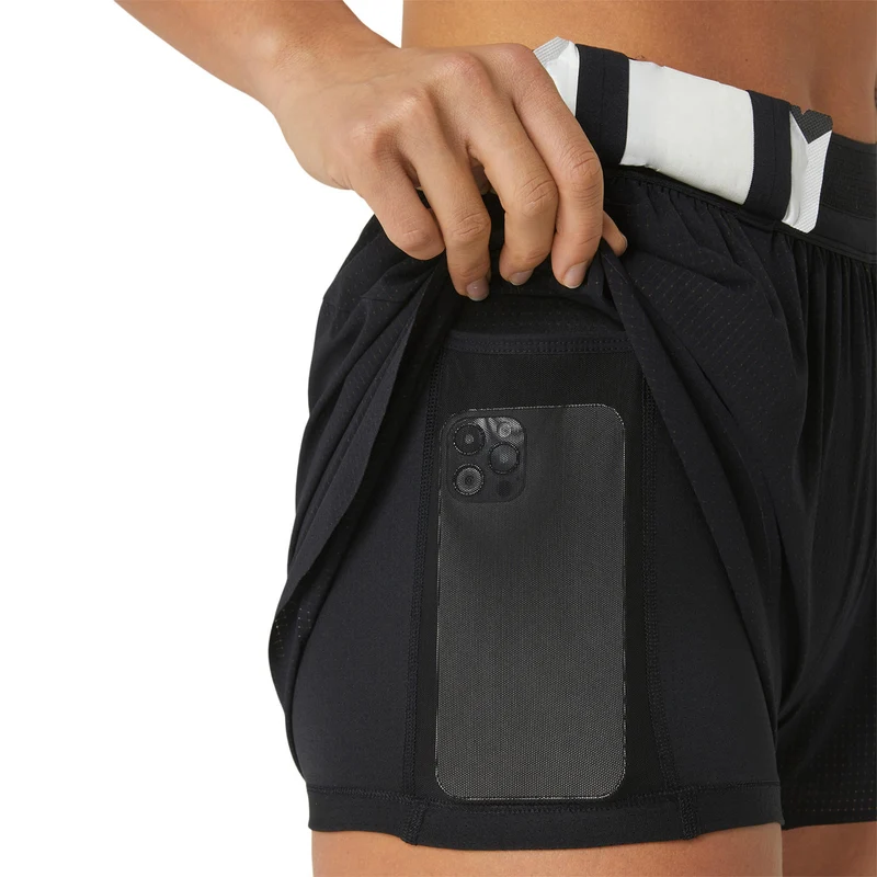Metarun Split Laufshorts Damen-Schwarz