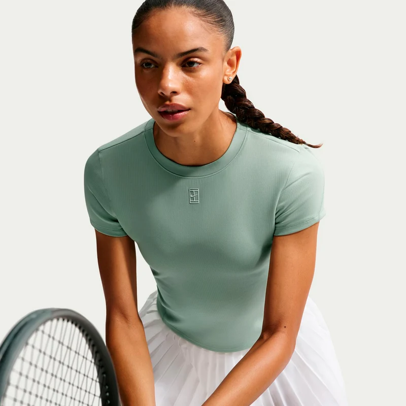 Court Dri-FIT Advantage T-Shirt Damen - graugrün, weiß