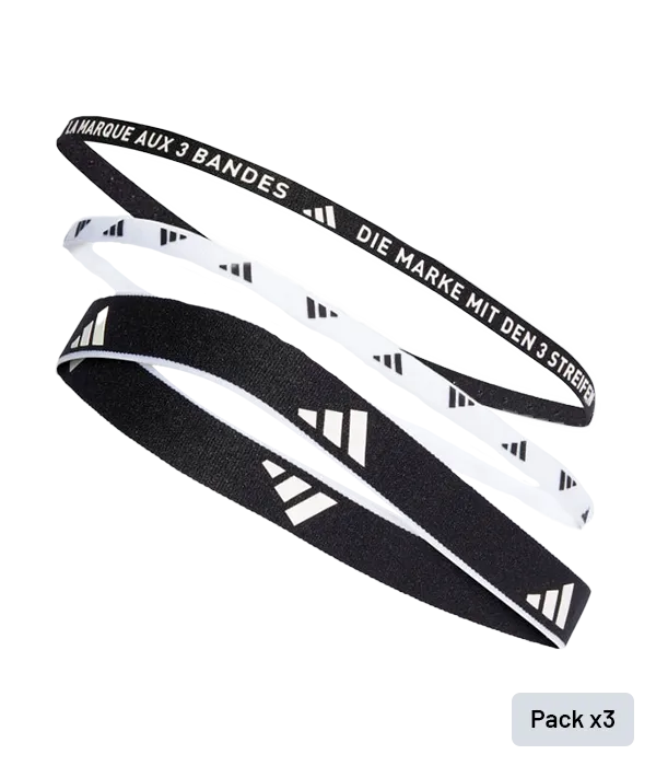 Cintas de Pelo Adidas Negro/Blanco (x3)