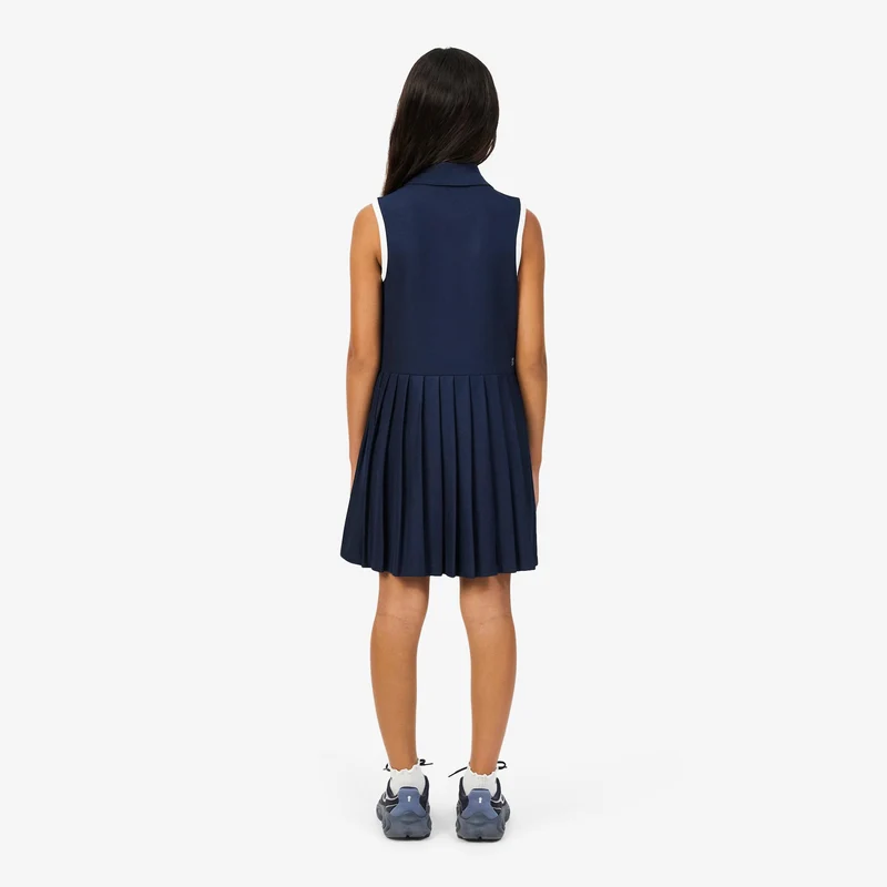 Kleid Mädchen - dunkelblau, weiß