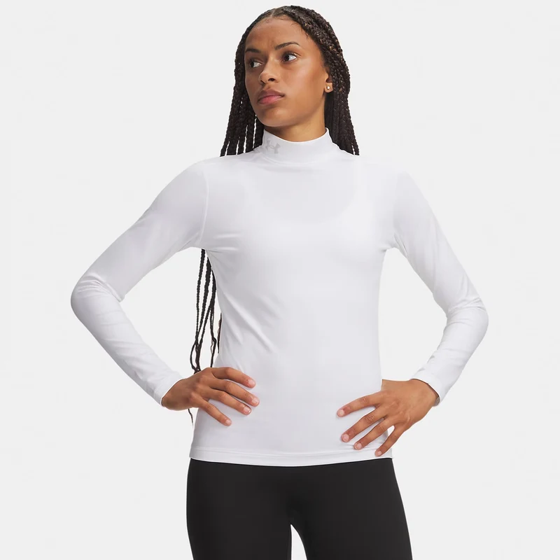 ColdGear Mock Longsleeve Damen - weiß, hellgrau