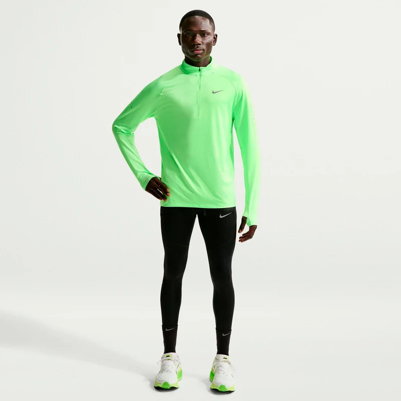 Stride Half-Zip Laufshirt Herren - hellgrün, silber