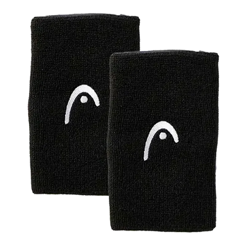 Muñequeras Largas Head Negro (Pack x2)
