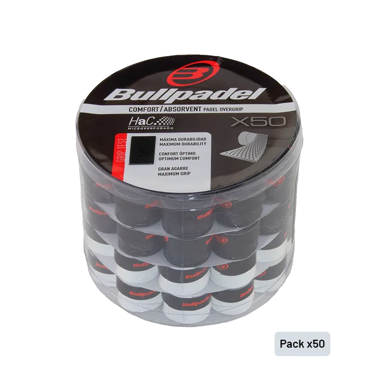 Tambor Overgrips Bullpadel GB1201 Perforados Negro/Blanco (x50)