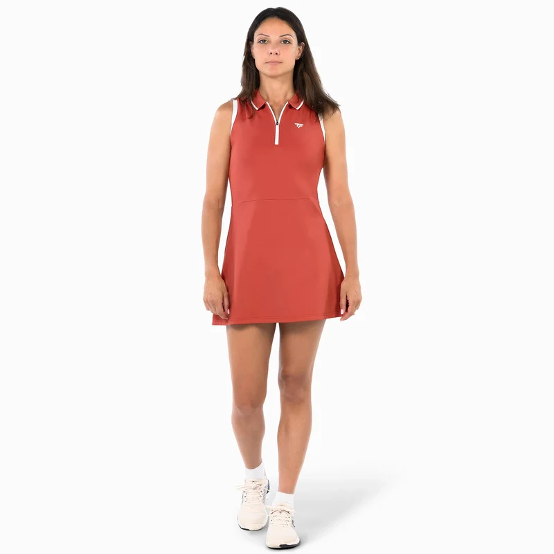 Tech Kleid Damen - rotorange, weiß