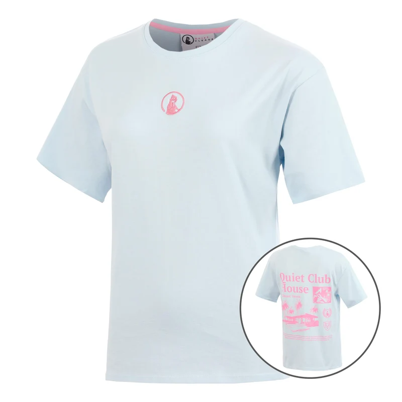 Club House Boyfriend T-Shirt Damen - hellblau